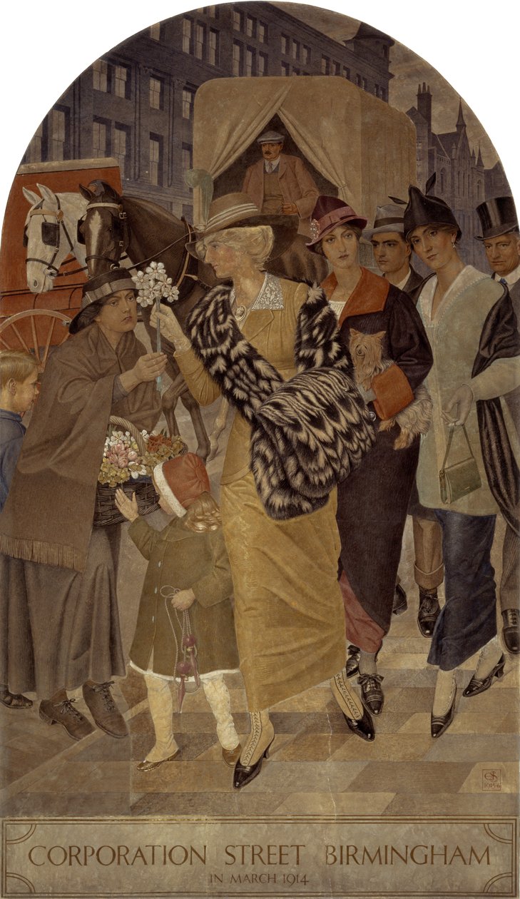 Corporation Street, Birmingham i mars 1914 av Joseph Edward Southall