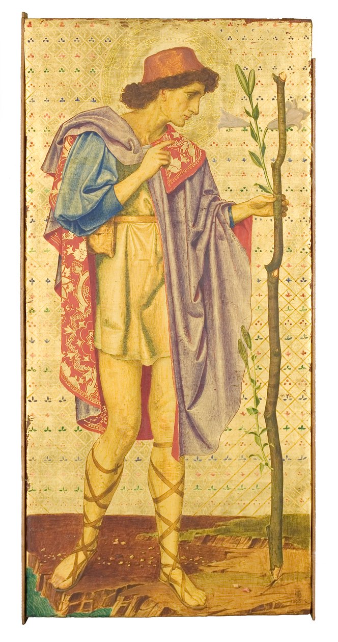Crystofore, 1898-99 (blandet media på verktøyet bladgullpanel) (detalj av 342697) av Joseph Edward Southall