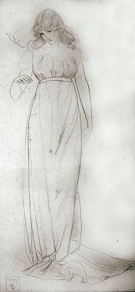 Figurstudie av en jente som ser ned av Joseph Edward Southall
