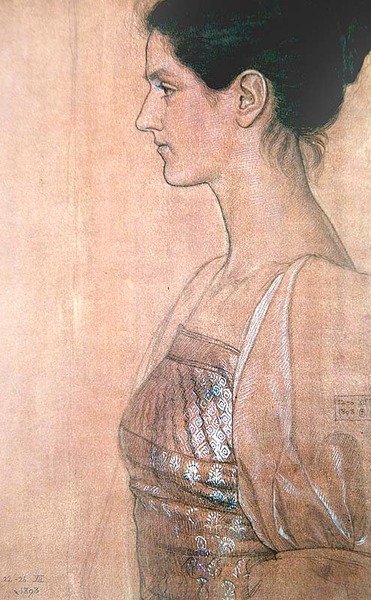 Halv lengde profil av en ung dame av Joseph Edward Southall