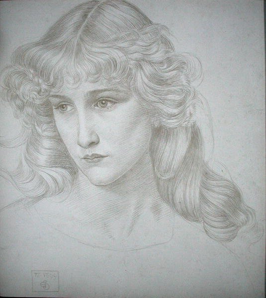 Hodet til en jente av Joseph Edward Southall