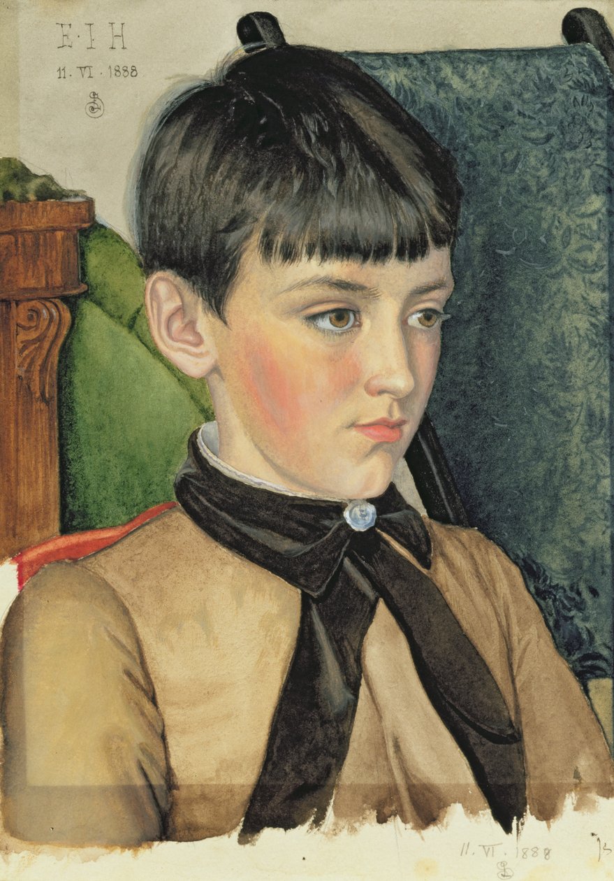 Portrett av Isabella Harlock, 1888 (wc og gouache på papir) av Joseph Edward Southall