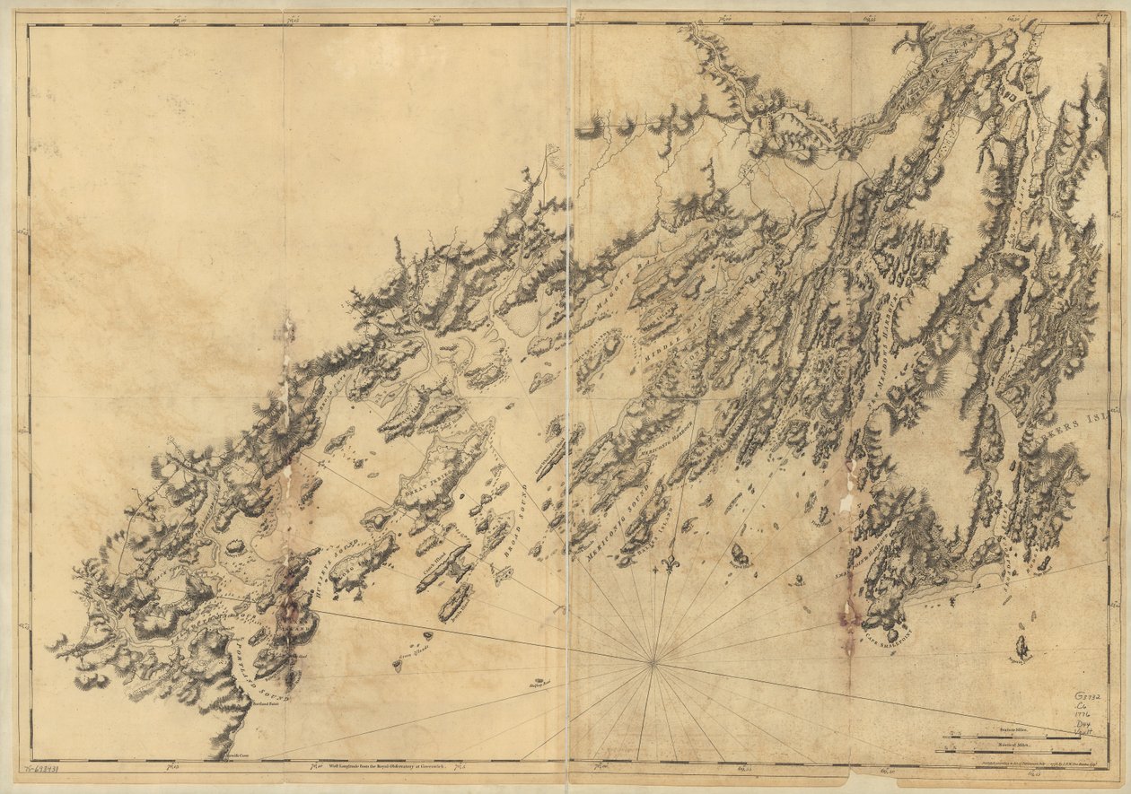Kysten av Maine fra Salter Island til Portland Head. av Joseph F. W. Des Barres