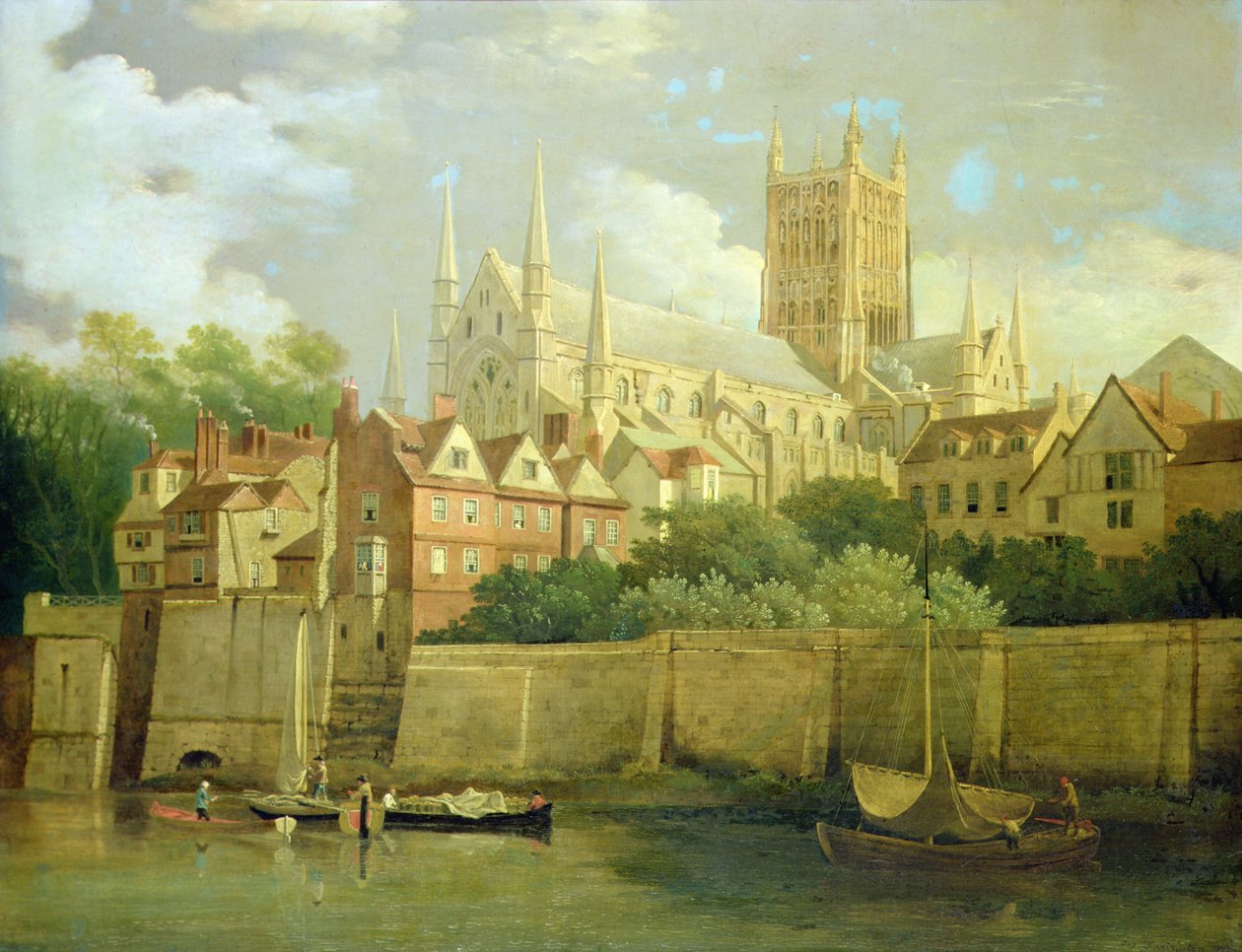 En utsikt over Worcester Cathedral fra sørvest av Joseph Farington