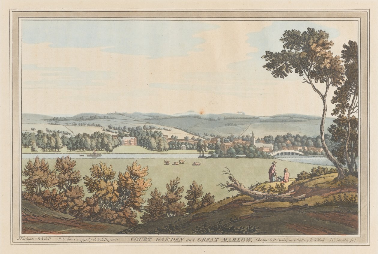 Court Garden og Great Marlow av Joseph Farington