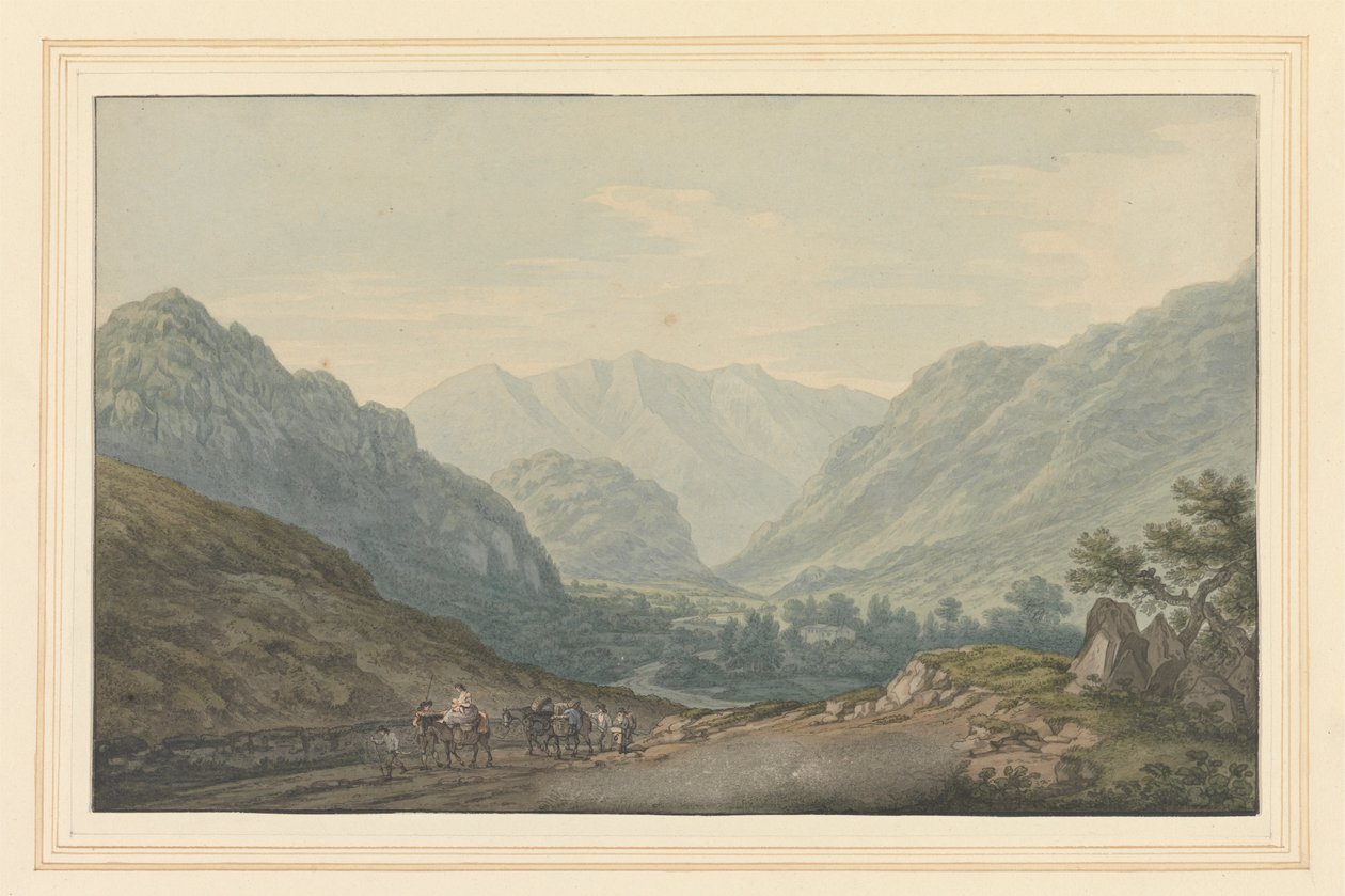 Nei. Utsikt over veien fra Ambleside til Keswick fra 6 mile Stone av Joseph Farington