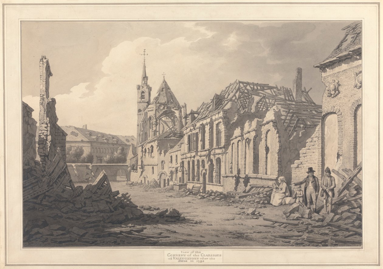 Utsikt over klosteret Clarisses i Valenciennes etter beleiringen av Joseph Farington