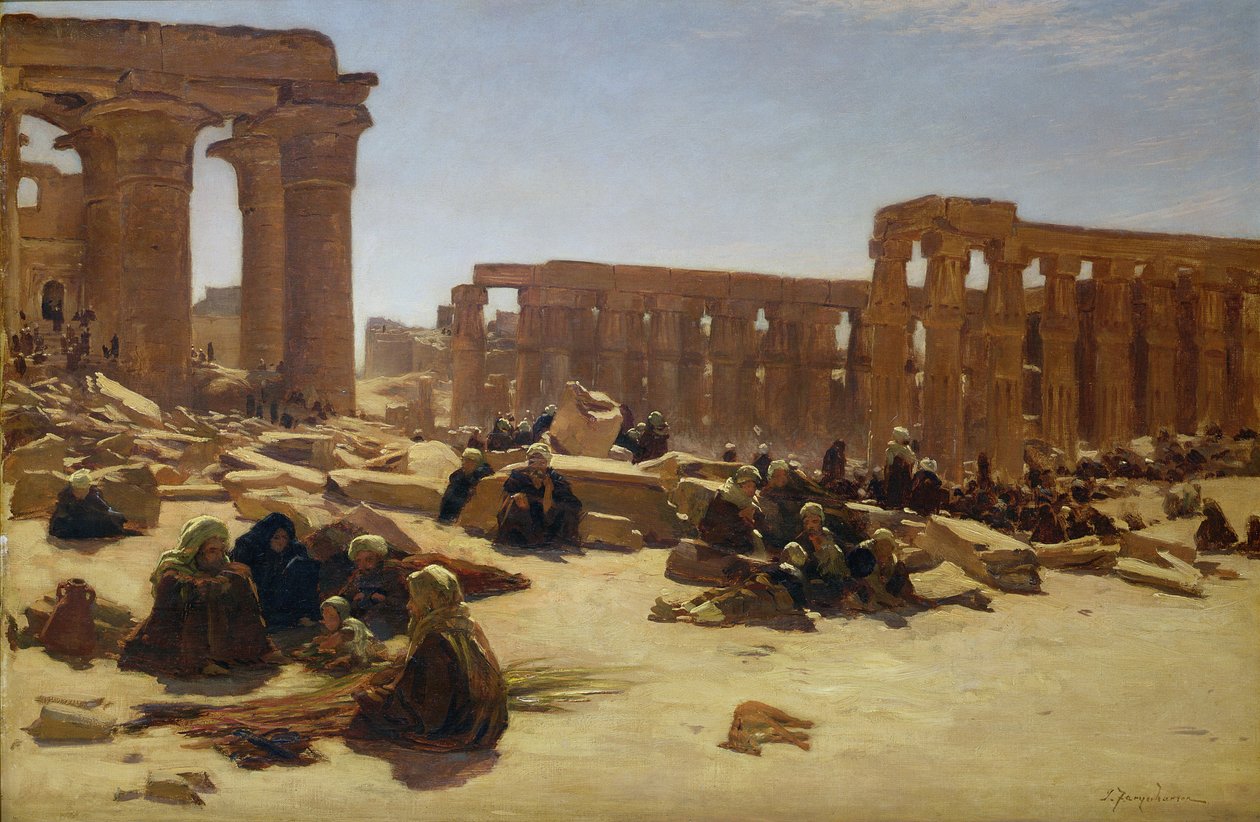 Ruinene av tempelet i Luxor, ca. 1890 av Joseph Farquharson