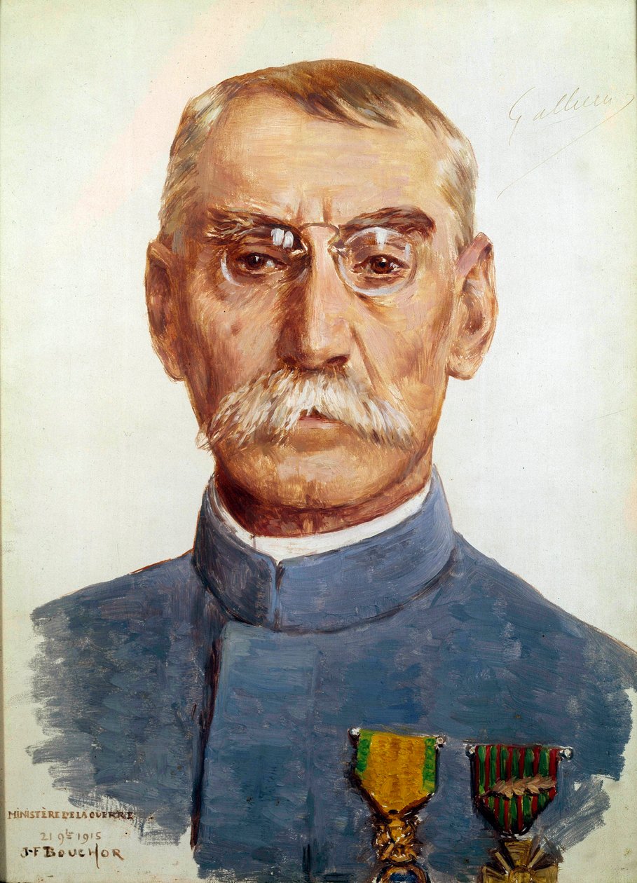 Første verdenskrig (1914-1918): "" Portrett av Marechal Joseph Simon Gallieni (1849-1916)"" Maleri av Joseph Felix Bouchor (1853-1937) 1915 Søn. 0,33 x 0,24 m av Joseph Felix Bouchor