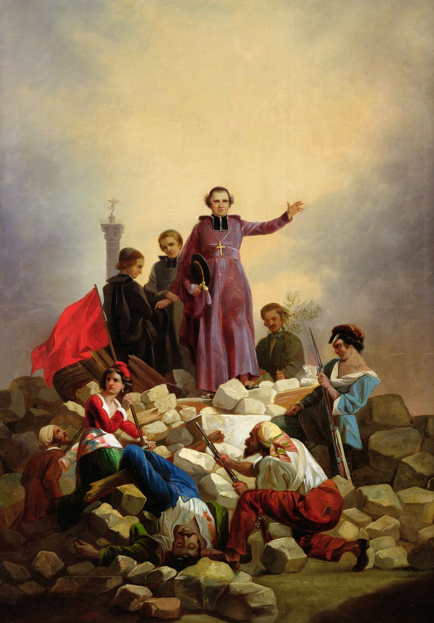 Erkebiskop Affre på barrikadene, 1848 av Joseph Felon