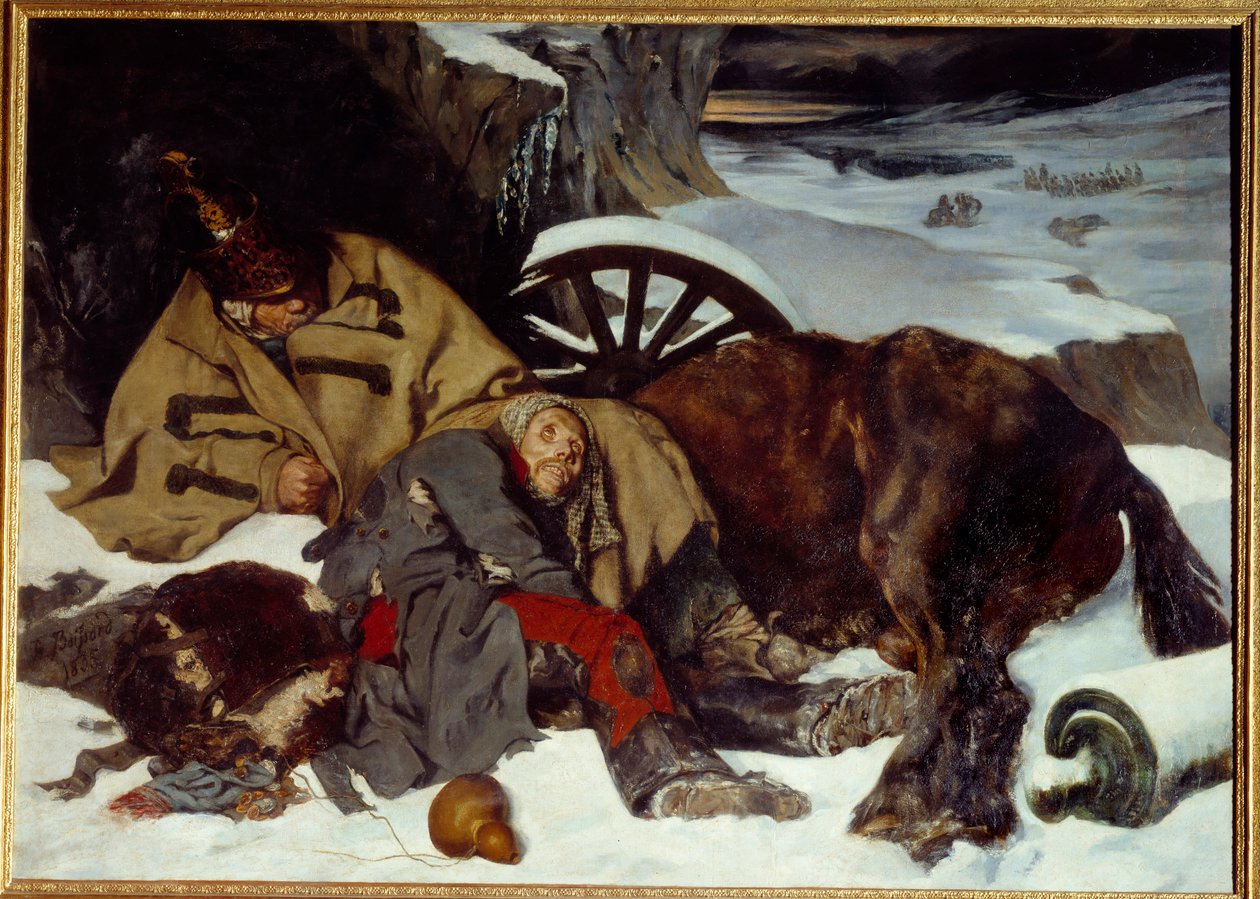 Episode av det russiske retrett. Napoleonskrigen (1812). Maleri av Joseph Ferdinand Boissard De Boisdenier (1813-1866) av Joseph Fernand Boissard de Boisdenier