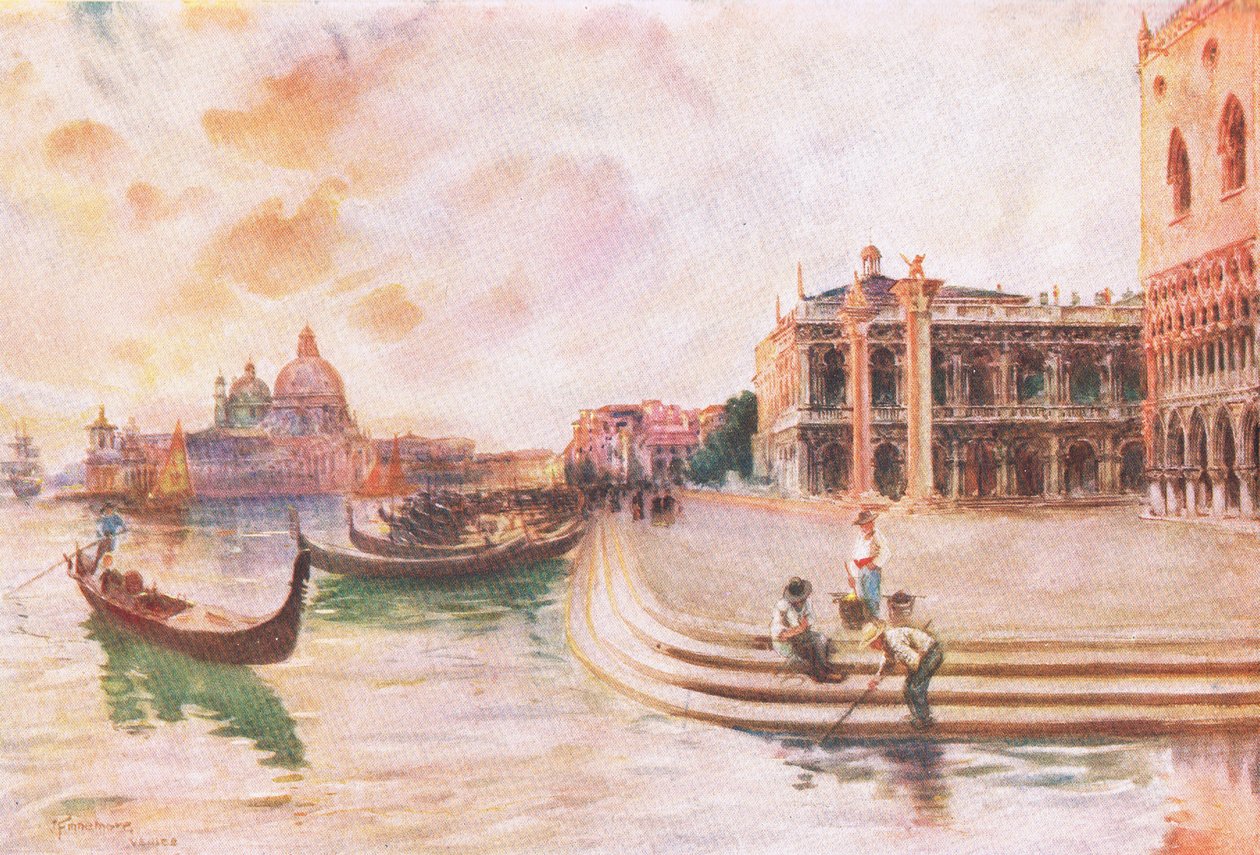 The Molo, Venezia, fra Hutchinsons Picturesque Europe utgitt av Hutchinson & Son, ca. 1930 av Joseph Finnemore