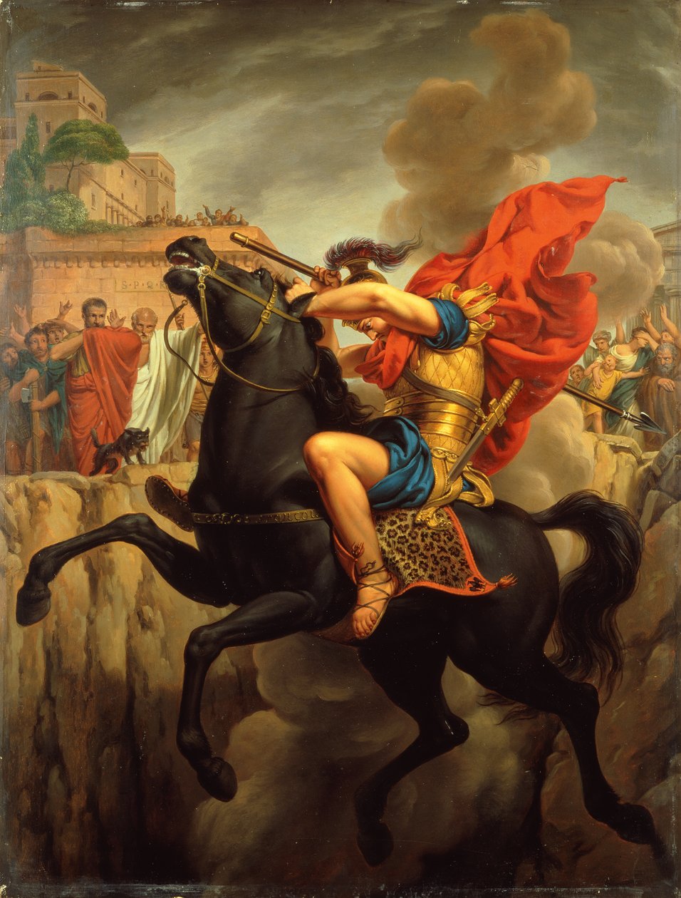 The Death of Marcus Curtius (olje på panel) av Joseph Francois