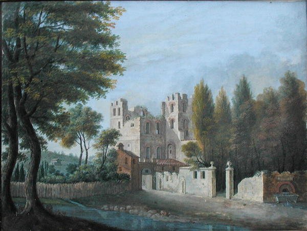 Italiensk landskap, ca. 1820 (gouache på papir) av Joseph Francois Baudelaire