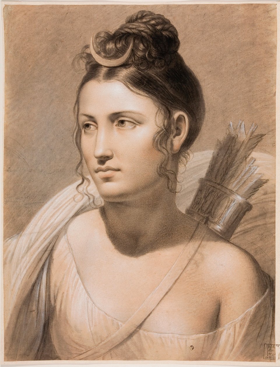 ""Diane"" (Diana) Pastel de Joseph-Francois Ducq (1762-1829) 18eme siecle Groeningemuseum, Brugge av Joseph François Ducq