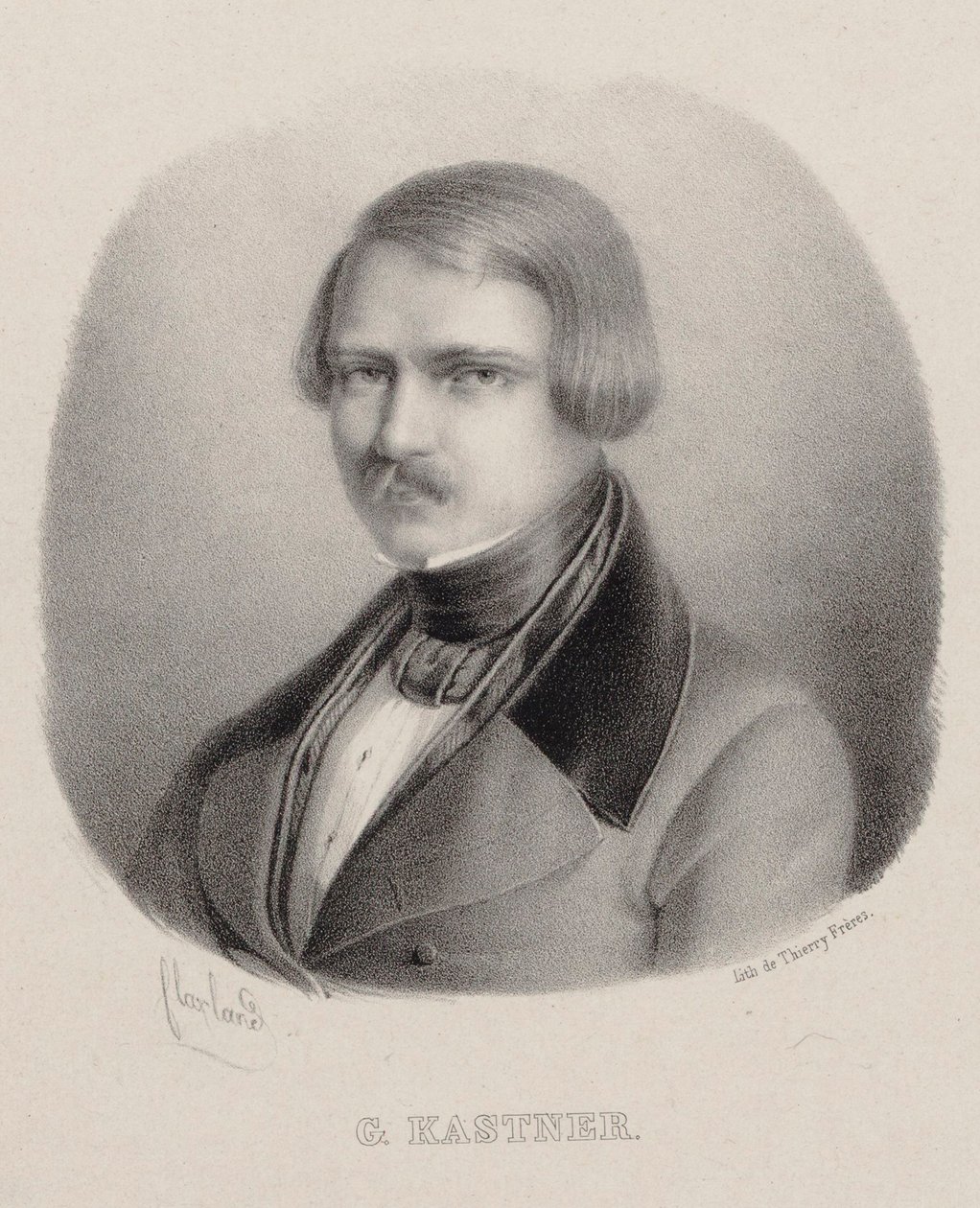 Portrett av komponisten Jean-Georges Kastner 1810-1867. av Joseph Frédéric Flaxland