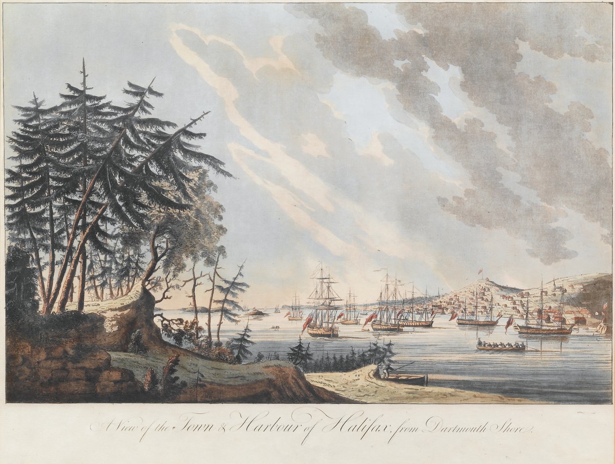En utsikt over byen og havnen i Halifax fra Dartmouth Shore, 1781 av Joseph Frederick Wallet DesBarres