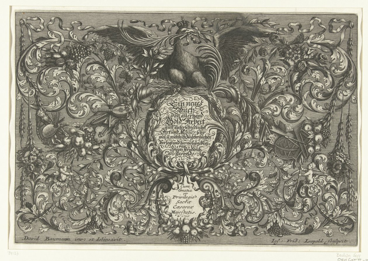 Tittelside: En ny bok med alle slags gullarbeider En ny bok med alle slags gullarbeider (...) (serietittel på objekt) En ny bok med alle slags gullverk (serietittel) av Joseph Friedrich Leopold