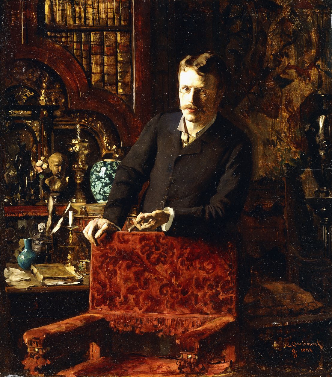 En gentleman i et interiør, 1881 av Joseph-Gabriel Aubrun