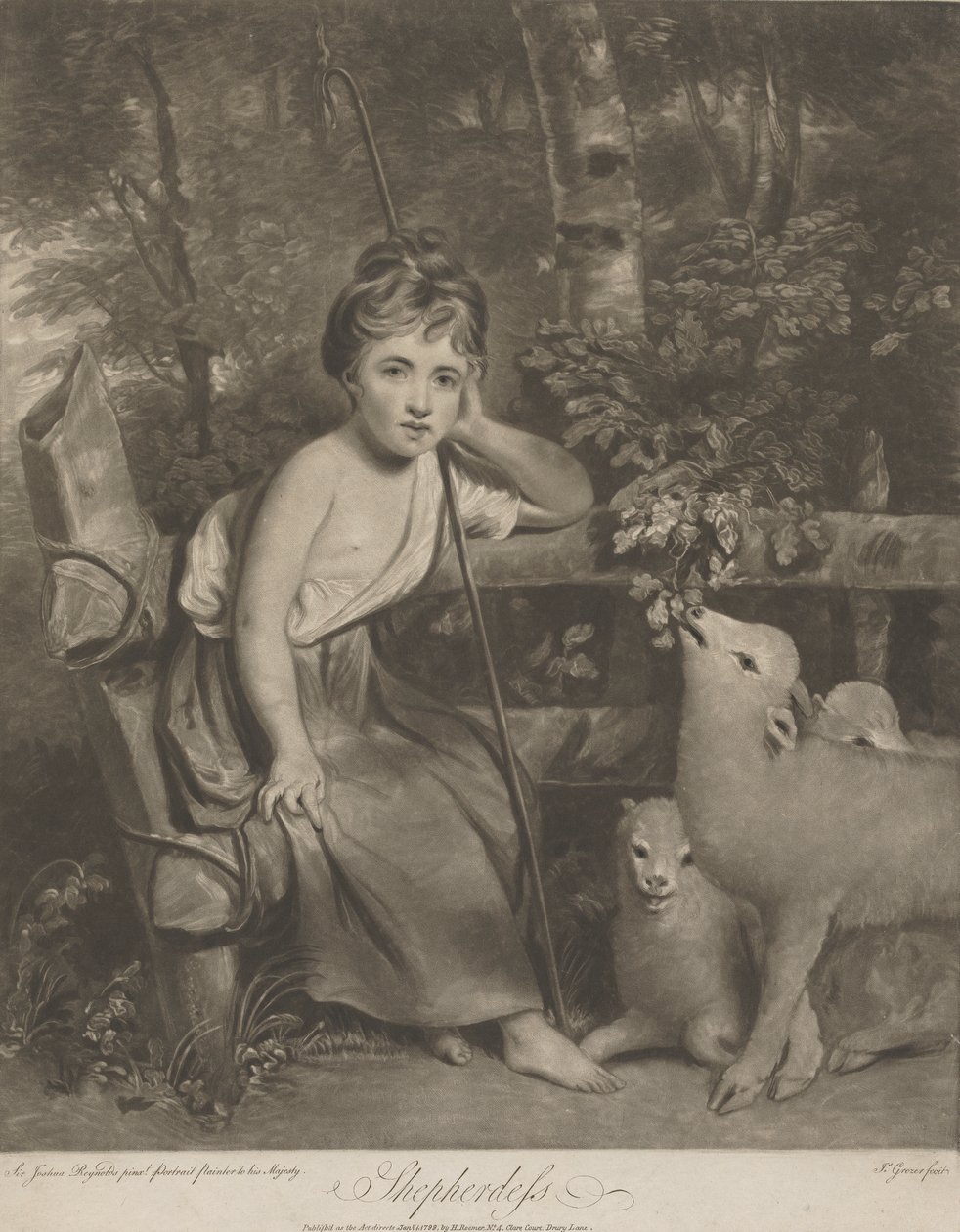 Shepherdess (frøken Mary Palmer som den unge gjeterinnen) av Joseph Grozer
