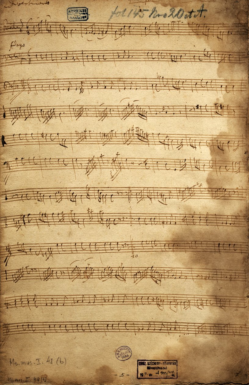 Partitur for trio av baryton, bratsj og bass for Angerfertigten, av Franz Joseph Haydn (1732-1809) Østerrike av Joseph Haydn
