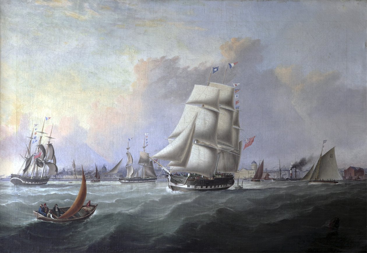 The Port of Liverpool: I forgrunnen skipet John Campbell, eier Isaac Bold av Joseph Heard