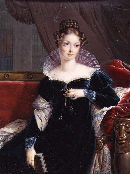 Lady George William Russell holder en bok, ca. 1817 av Joseph Heigel