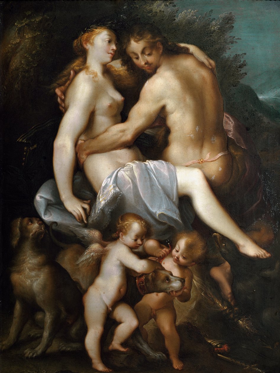 Adonis og Venus Maleri av Joseph Heintz kalt den eldste av Joseph Heintz