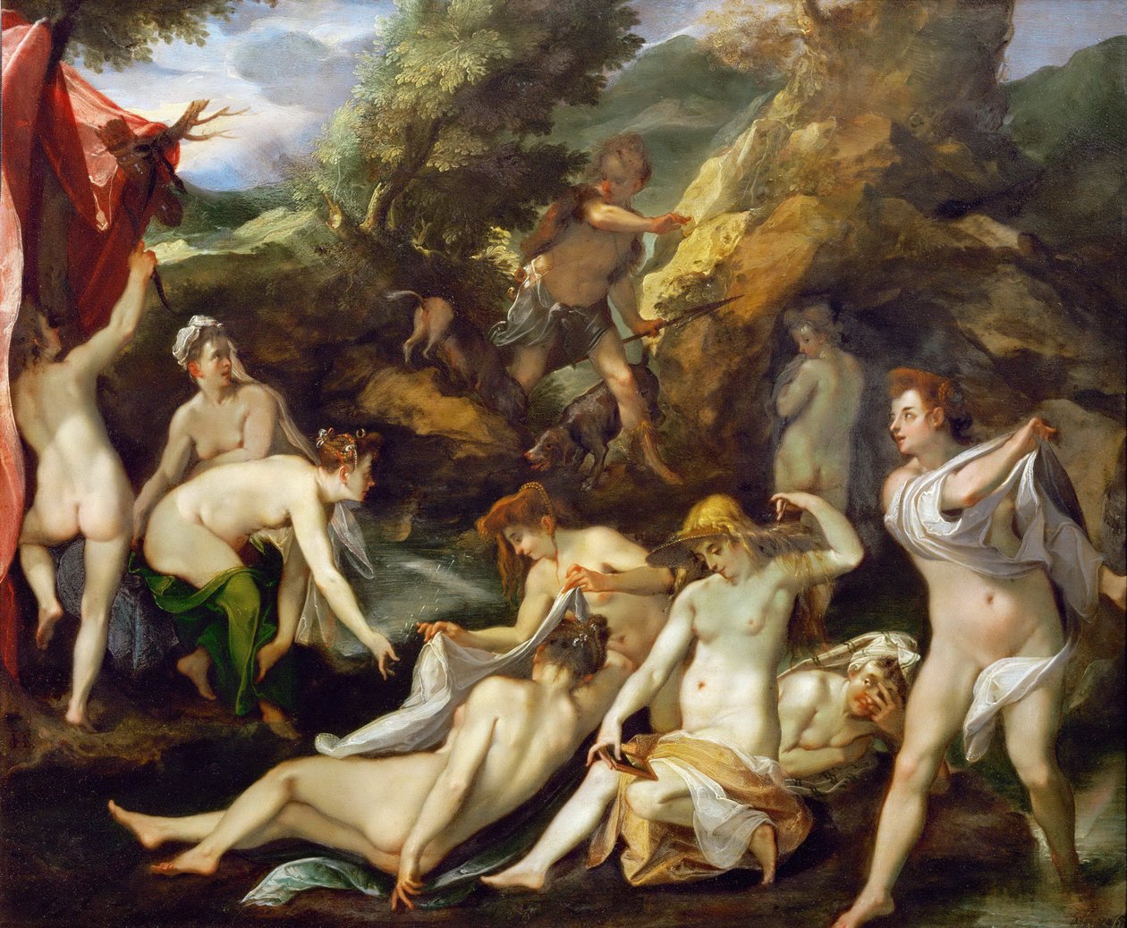 Barokk : Diane et Acteon - Diana and Actaeon par Heintz, Joseph, the Elder (1564-1609), ca 1595. Olje på kobber, 40x49. Kunsthistorisk museum, Vienne av Joseph Heintz