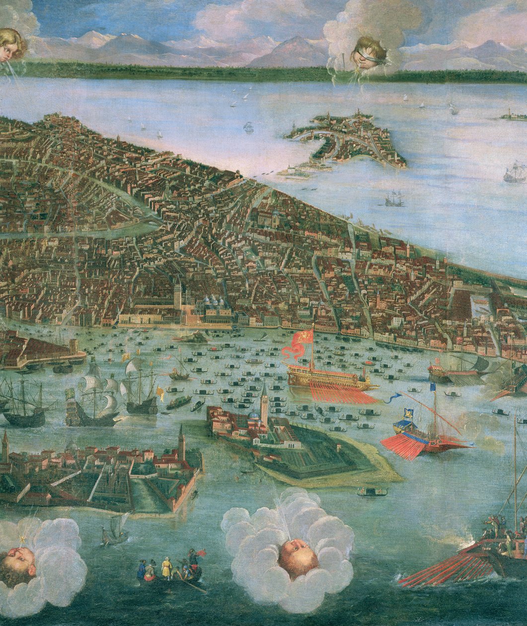Fugleperspektiv av Venezia (detalj av 170292 og 61004) av Joseph Heintz der Jüngere