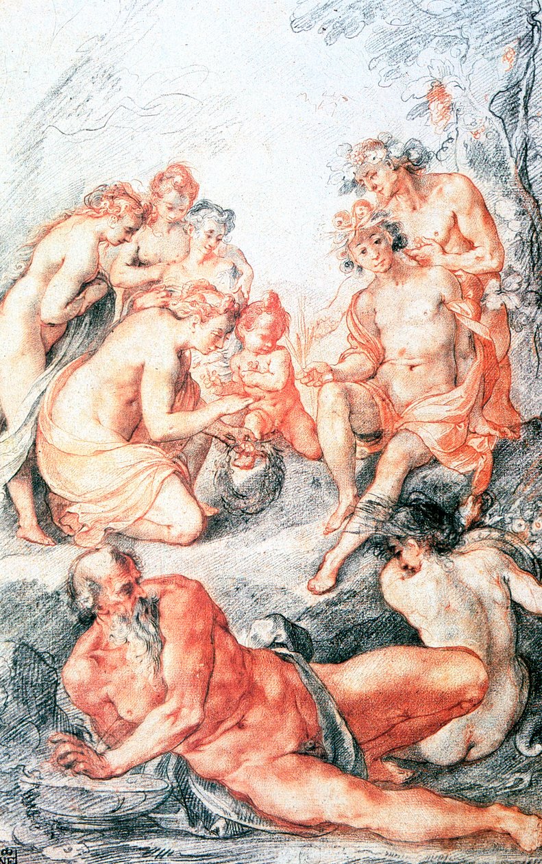 Studie, dåp av et barn, c1584-1609 av Joseph Heintz the Elder