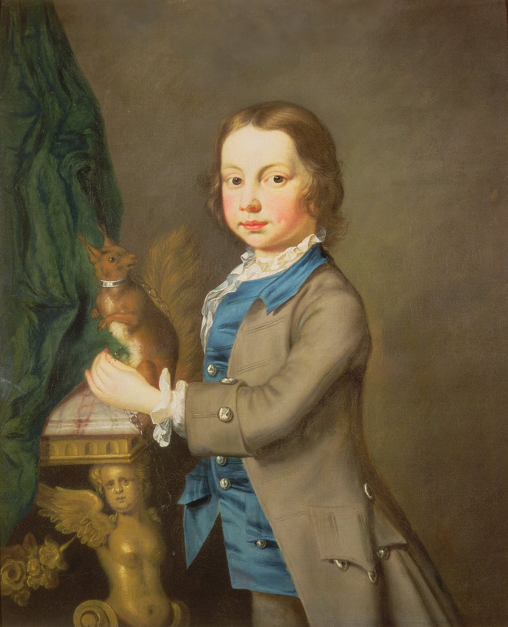 Et portrett av en gutt med et kjæledyrekorn, 1700-tallet av Joseph Highmore
