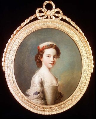 Et portrett av en ung jente i en hvit kjole av Joseph Highmore