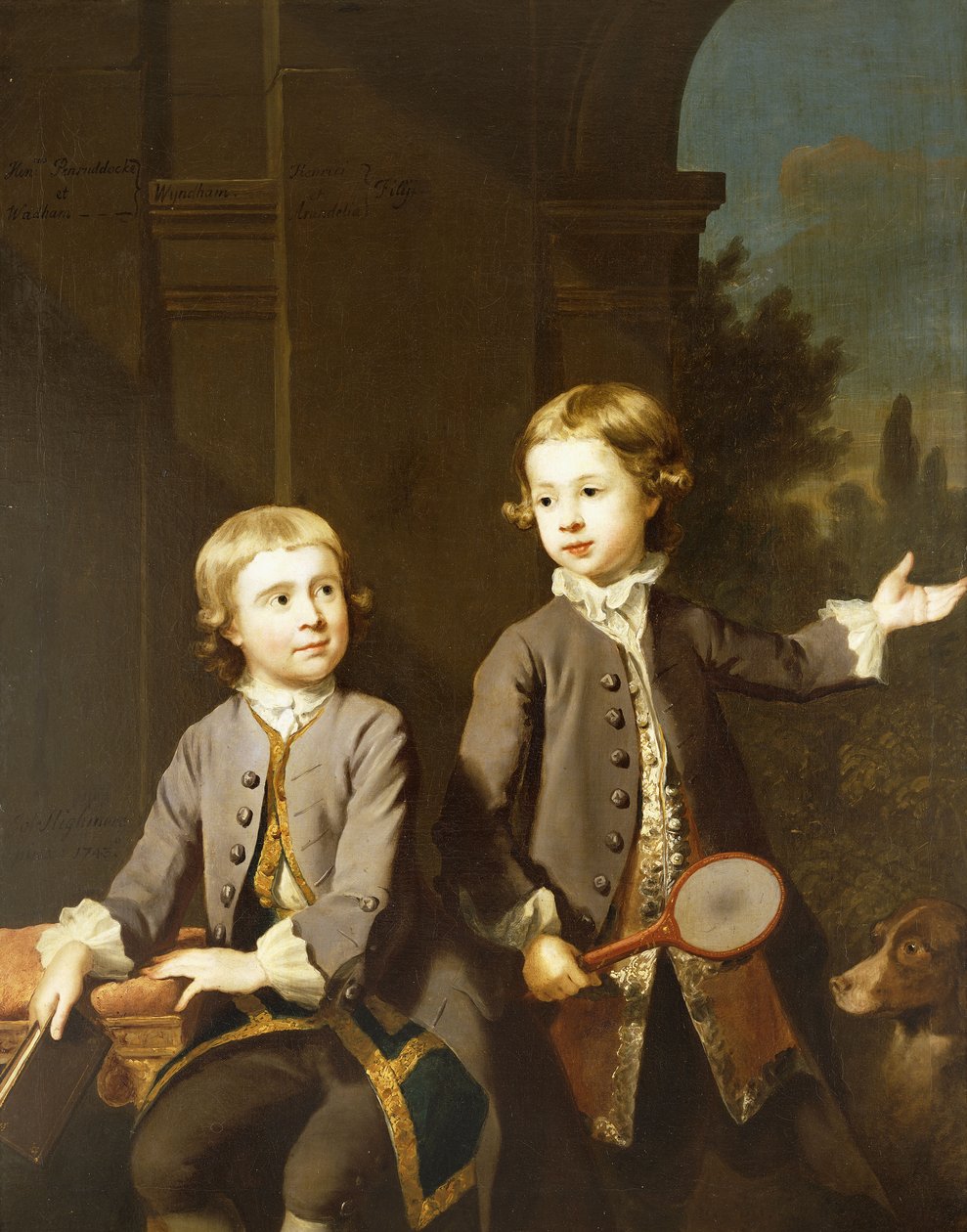 Dobbeltportrett av Henry Penruddocke Wyndham og hans bror Wandham, trekvart-lengde, 1743 av Joseph Highmore