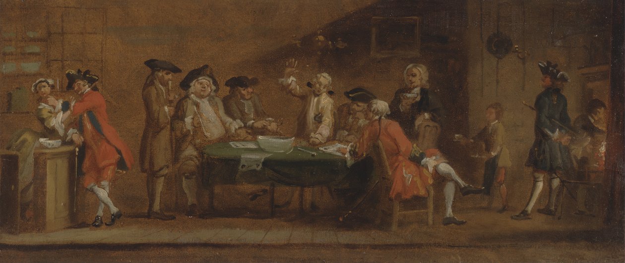 Figurer i en taverna eller kaffebar, ca. 1725 eller etter 1750. av Joseph Highmore