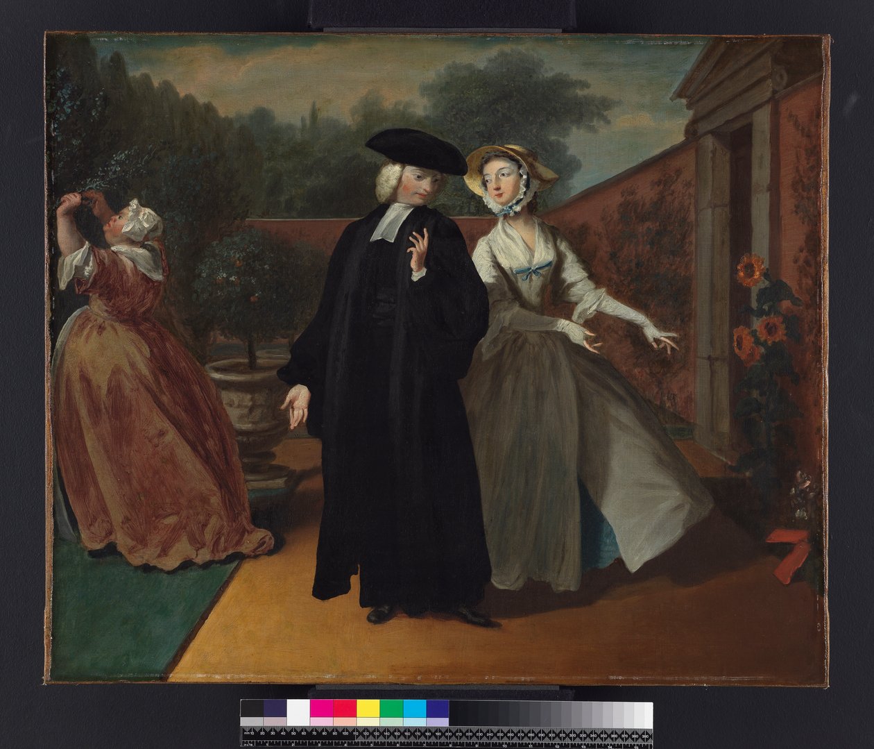 Pamela viser Mr Williams et gjemmested for brevene hennes, fra `Pamela: or Virtue Rewarded' av Samuel Richardson (1689-1761) publisert 1740, ca. 1744 av Joseph Highmore