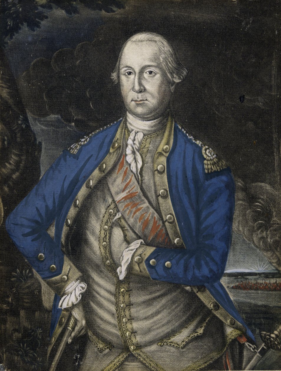 Hans eksellens George Washington Esquire, pub. 1776 (håndfarget gravering) av Joseph Hillier