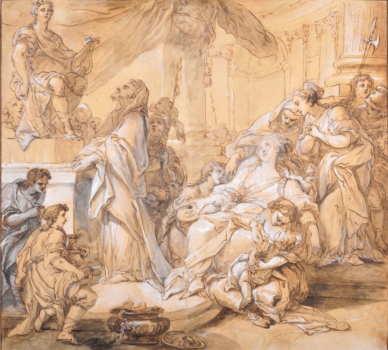 Alcestes død (lavis) av Joseph II Cellony