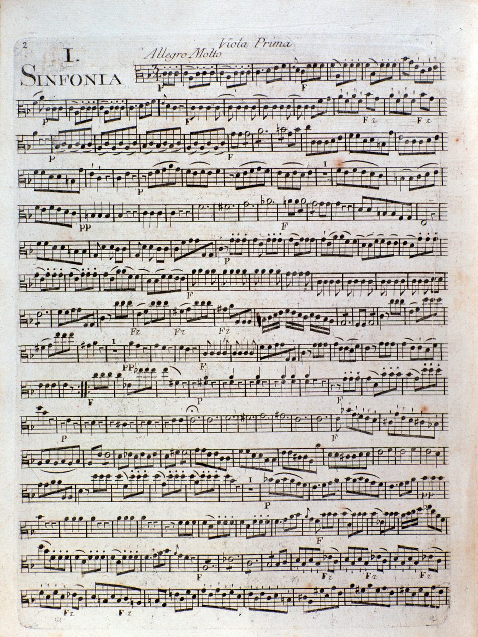 Side med partitur av Symfoni i dur av Pleyel av Joseph Ignace Pleyel