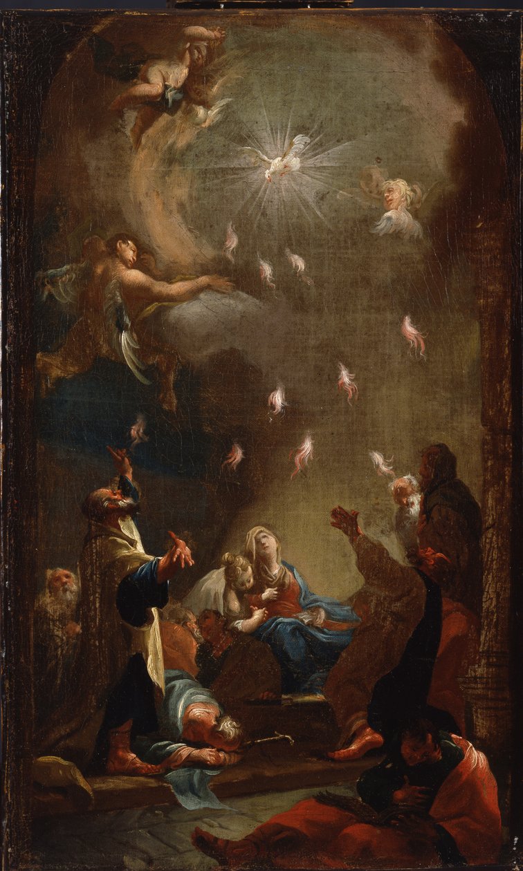 Nedstigningen av Den hellige ånd pinse, ca. 1750 av Joseph Ignaz Mildorfer