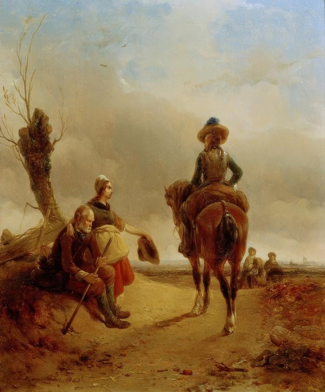 Landskap med en barokk ridescene av Joseph Jodocus Moerenhout