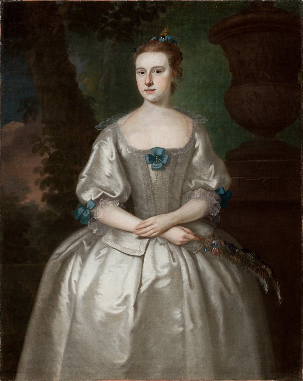 Portrett av Hannah Babcock Bours, 1759 (se 183416 for par) av Joseph Jonathan Blackburn