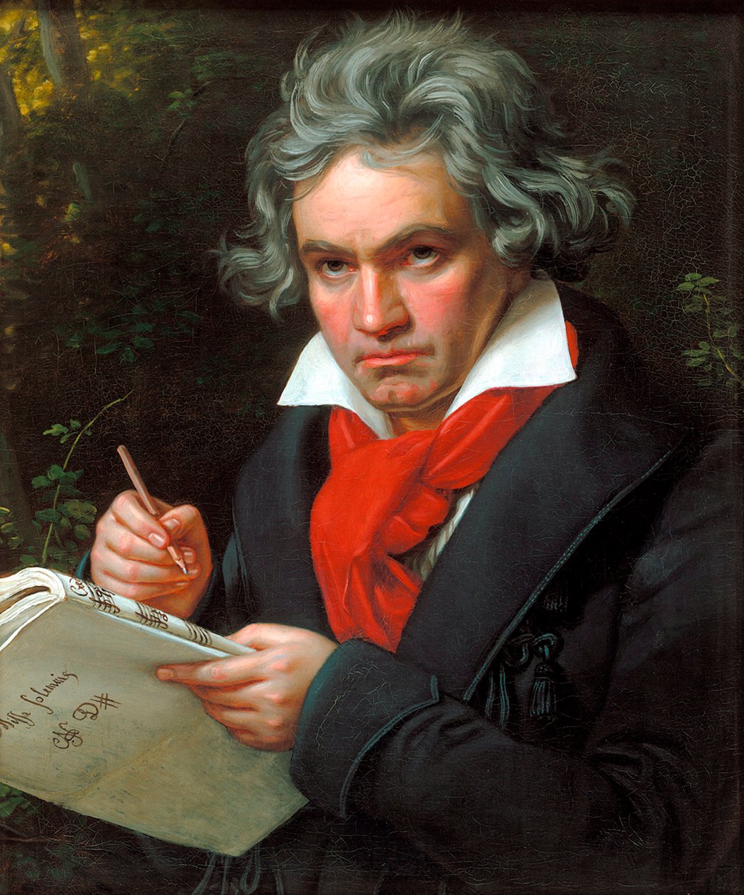 Portrett av Ludwig van Beethoven når han komponerte høytidsmessen, 1820. av Joseph Carl Stieler