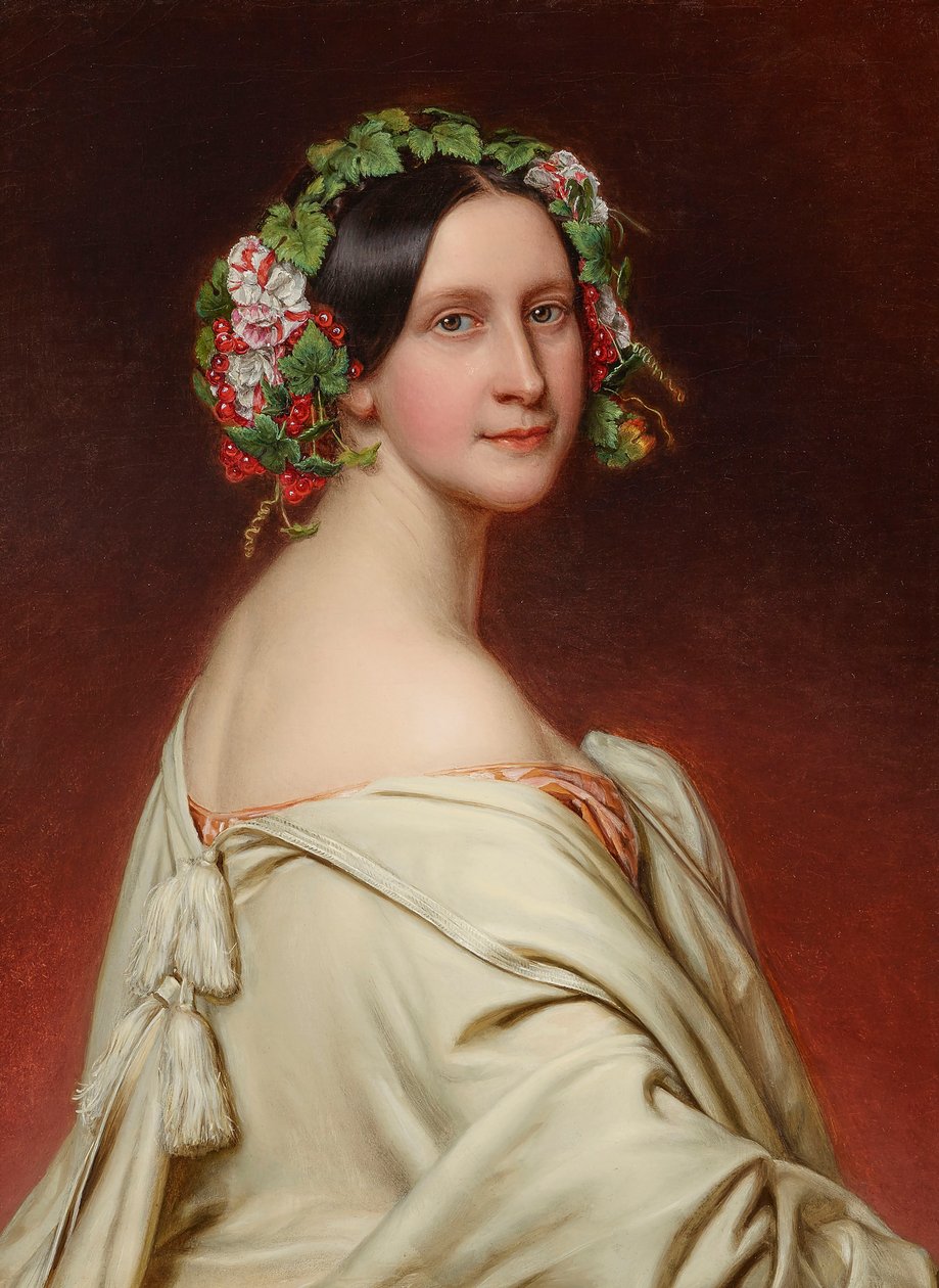 Portrett av skuespillerinnen Charlotte von Hagn 1809-1891, 1850. av Joseph Carl Stieler