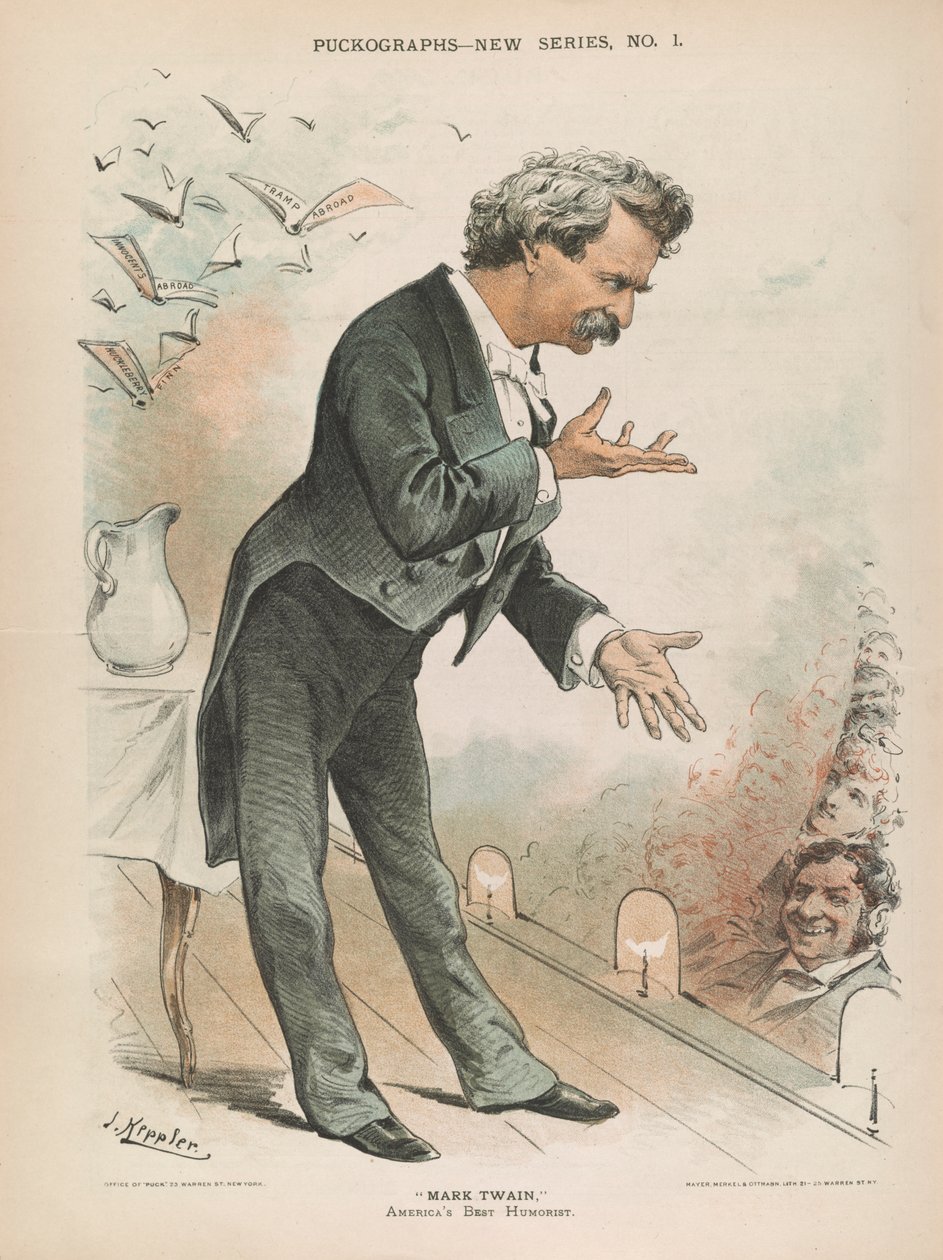 Mark Twain, USAs beste humorist, ca. 1885 (litho) av Joseph Keppler