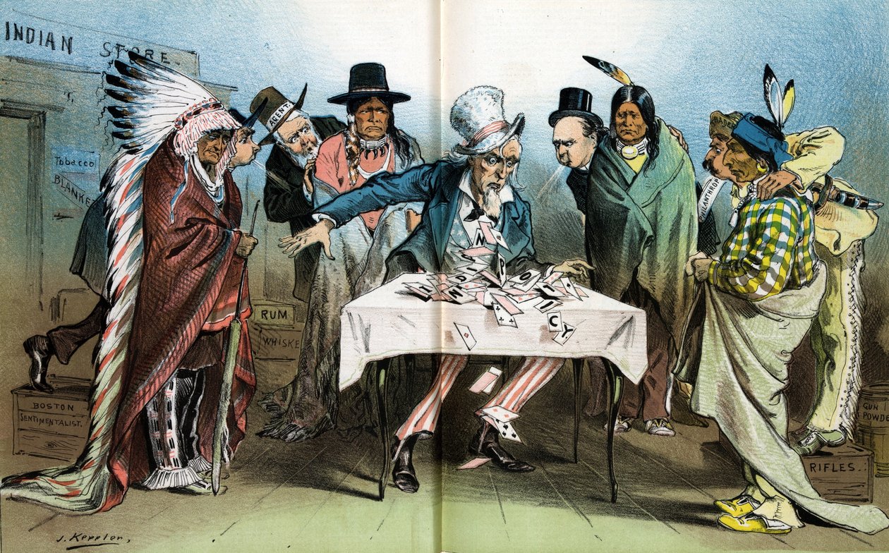 Vår indiske politikk, et korthus, 1881 av Joseph Keppler