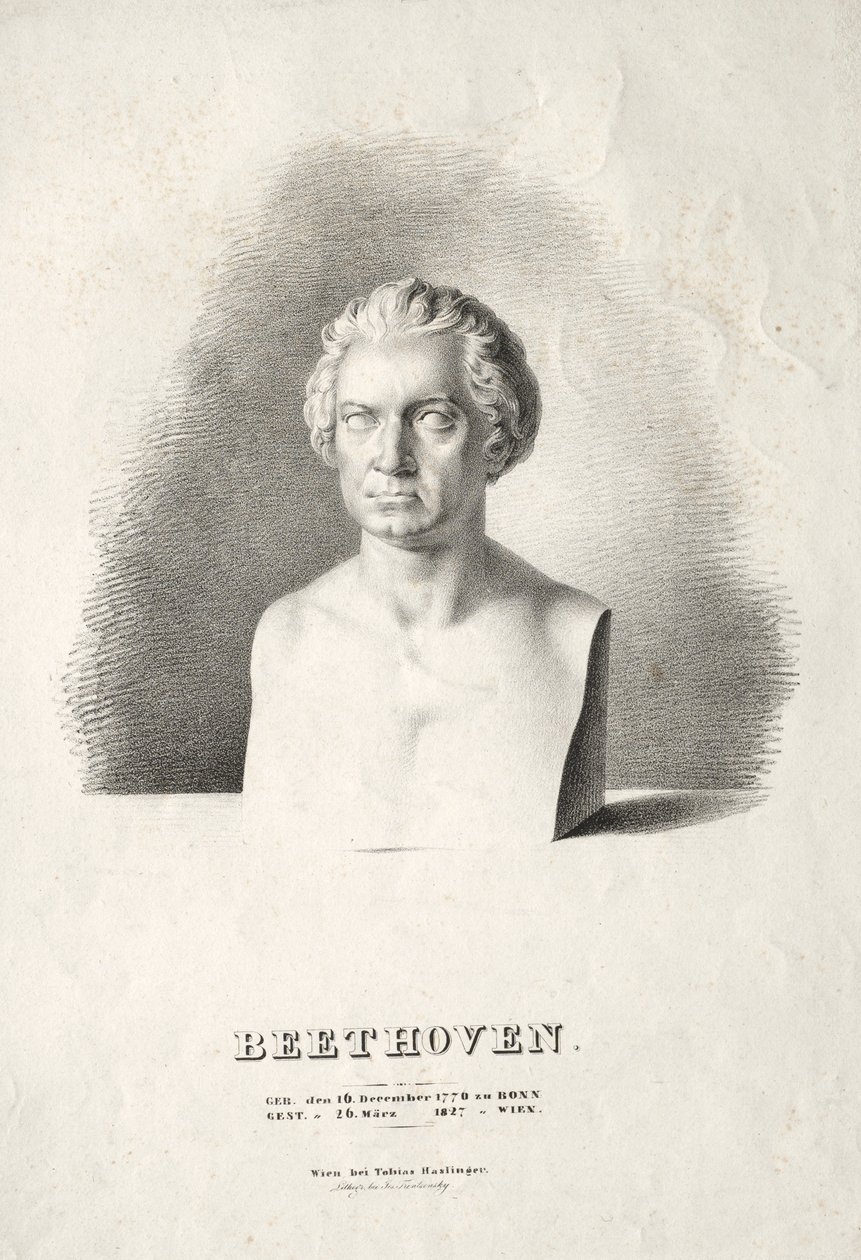 Byste av Ludwig van Beethoven. av Joseph Kriehuber
