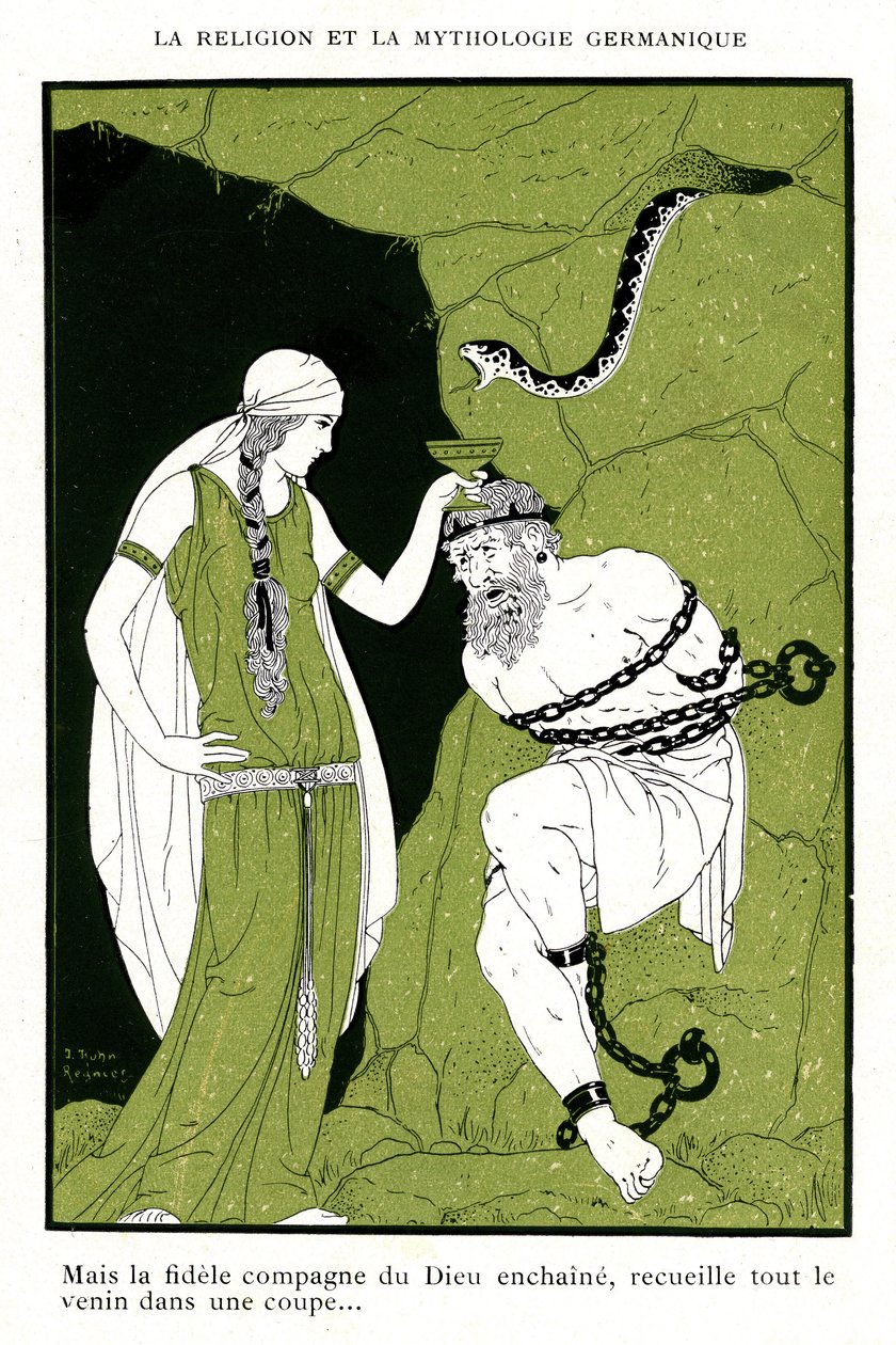 Nordisk mytologi: Songs of Edda, islandsk legende (kromolitografi) av Joseph Kuhn Regnier