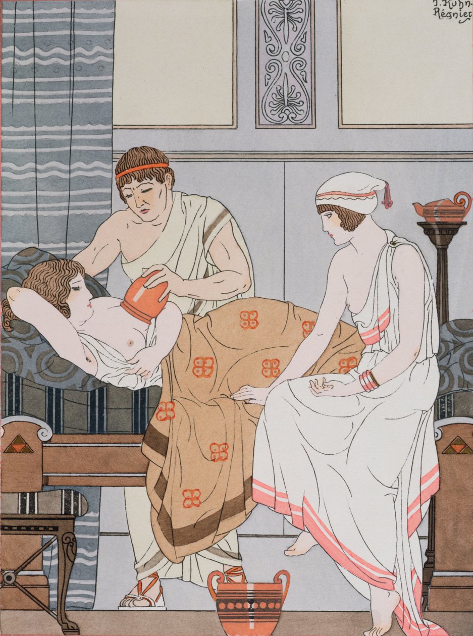Cupping, illustrasjon fra 'The Complete Works of Hippocrates', 1932 av Joseph Kuhn Regnier