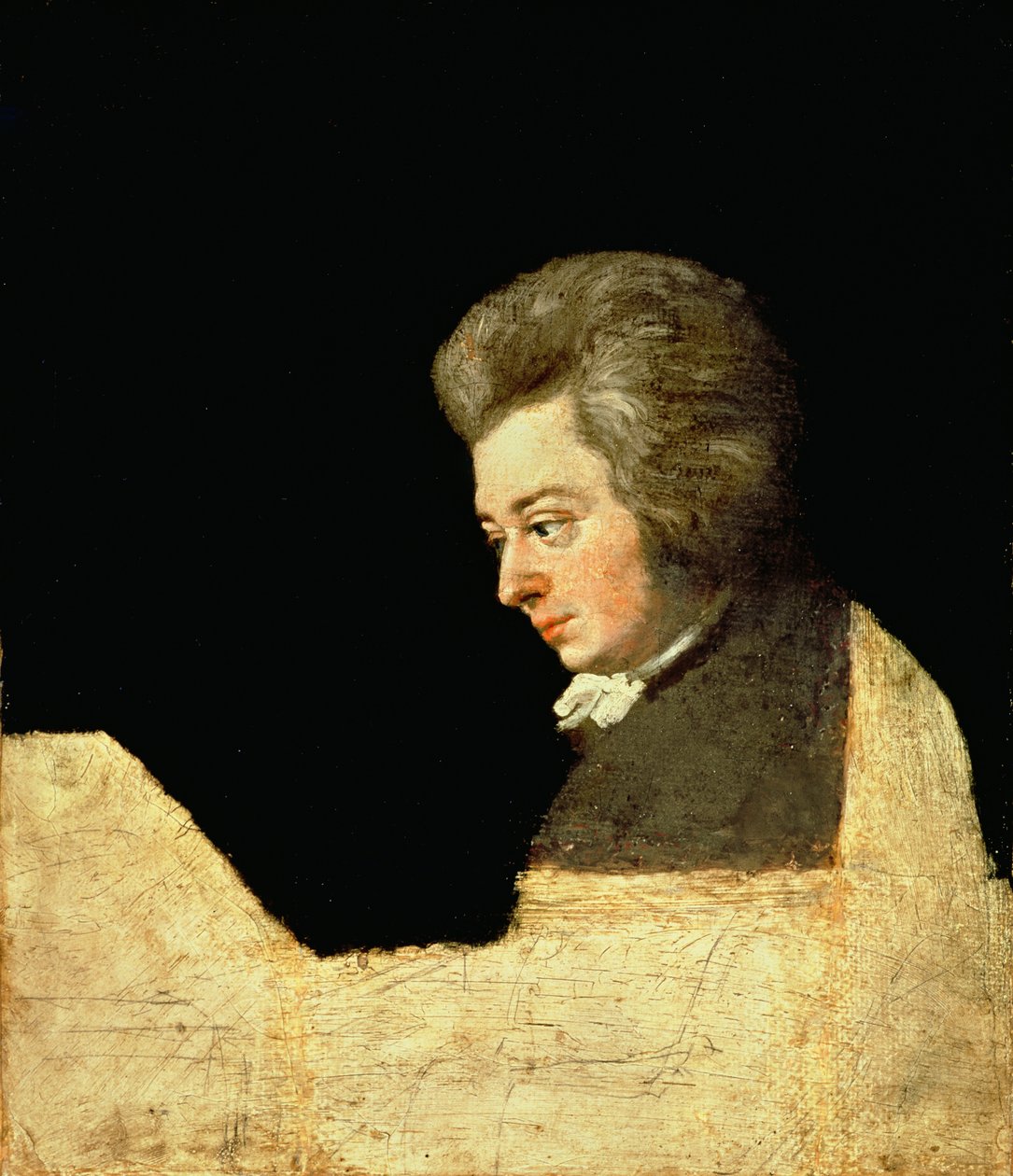 Portrett av Wolfgang Amadeus Mozart (1756-91) ved pianoet, 1789 av Joseph Lange